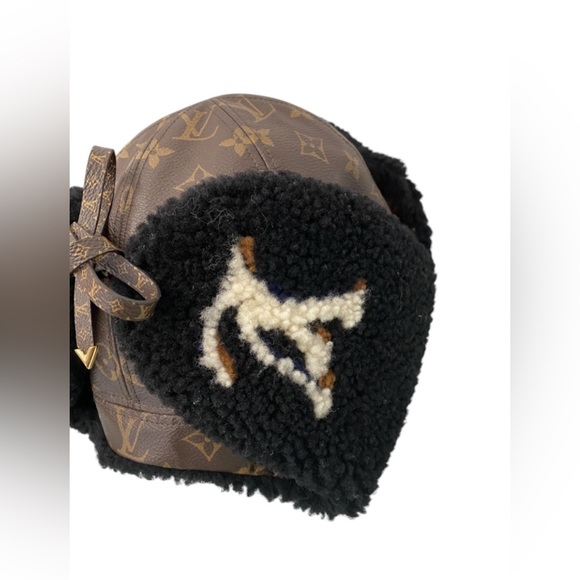 LOUIS VUITTON CHAPKALASKA SHEARING TRIMMED TRAPPER HAT NWOT - Picture 4 of 12